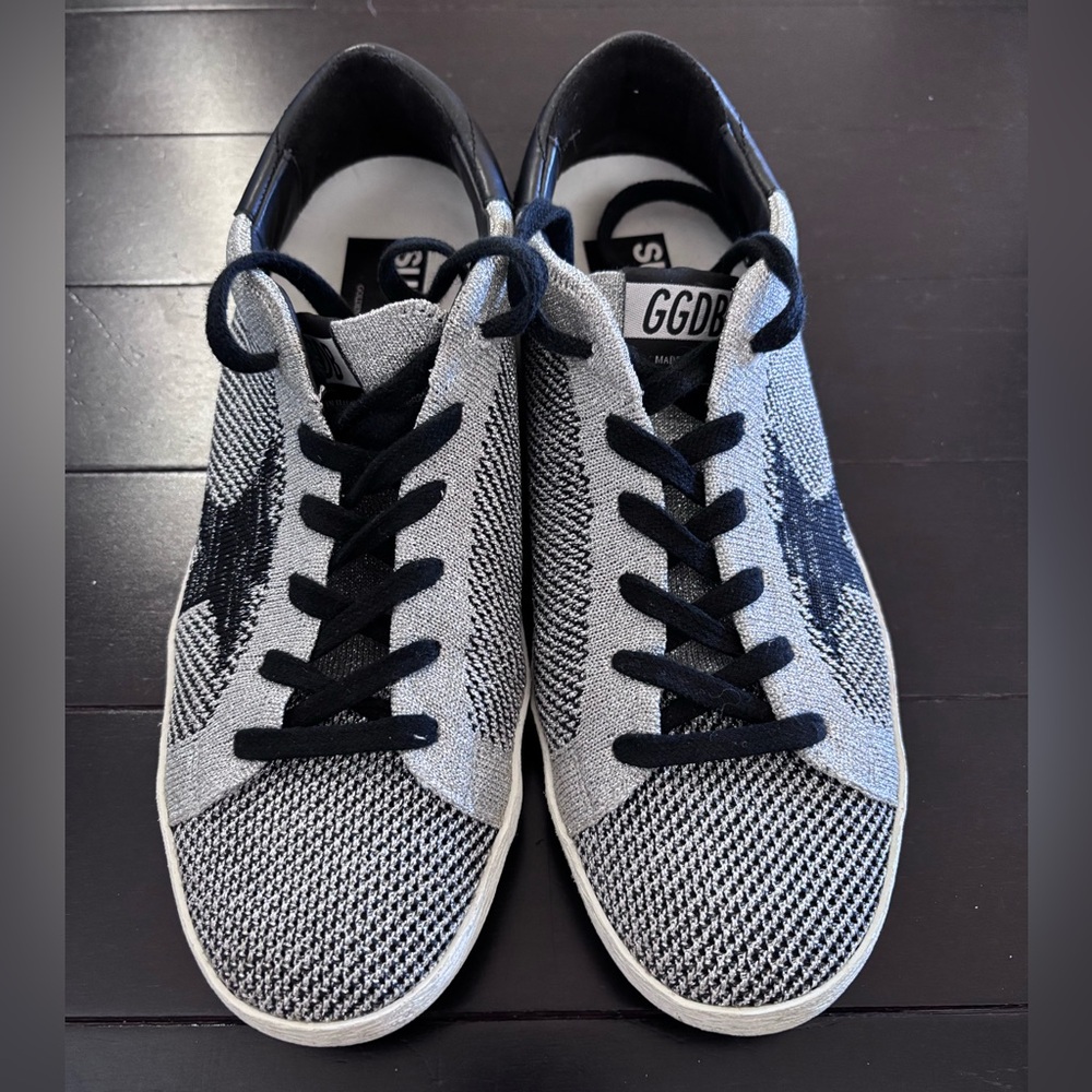 Golden Goose Black and Silver Metallic Sneakers